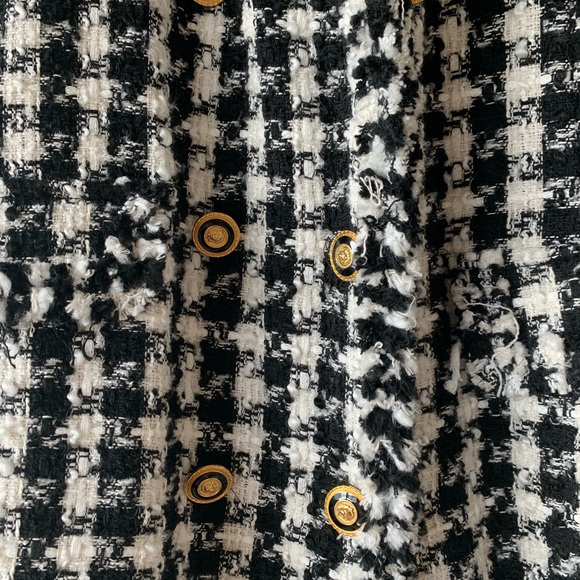 Zara Checkered Blazer Dress, Size M, Black/White - Picture 3 of 5